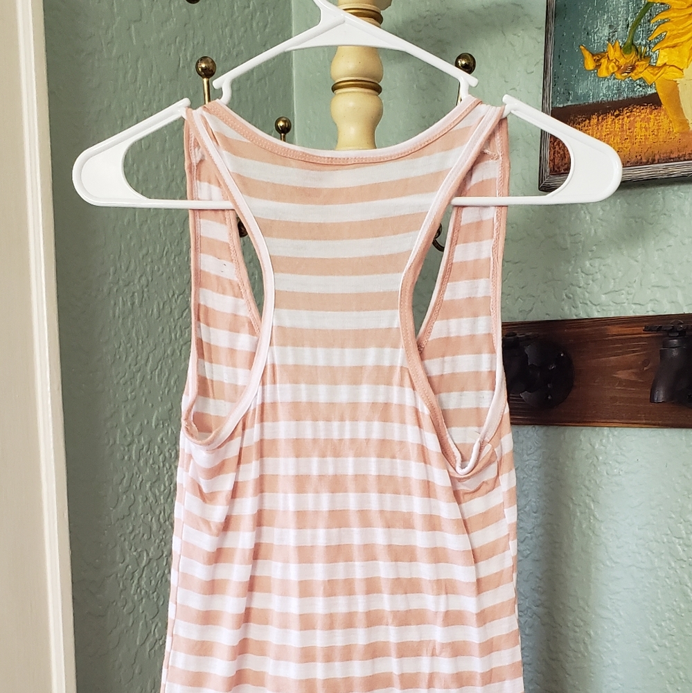 Pink/White Ruffle Button Racerback Top - Picture 2 of 4